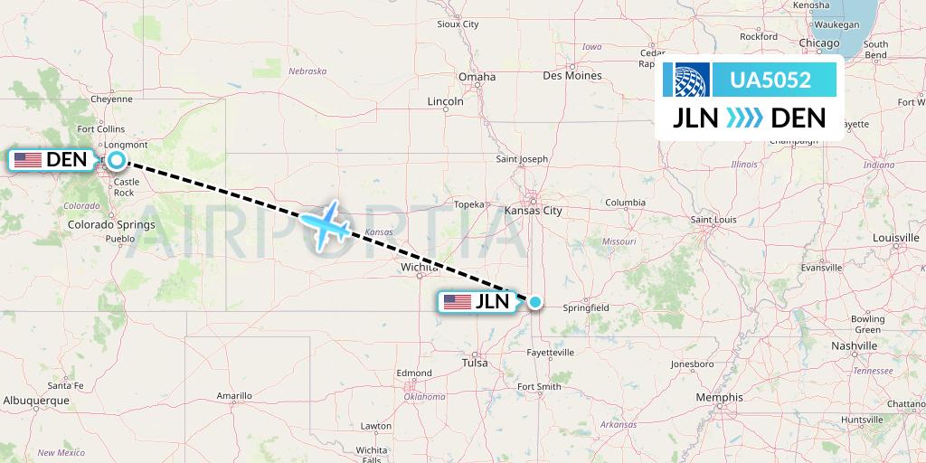 UA5052 United Airlines Flight Map: Joplin to Denver