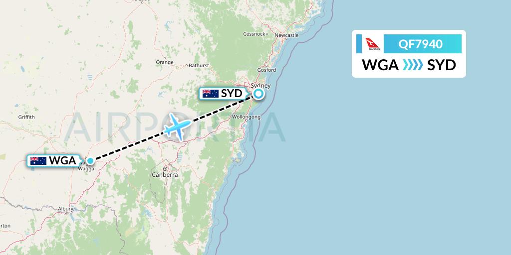 QF7940 Qantas Flight Map: Wagga Wagga to Sydney