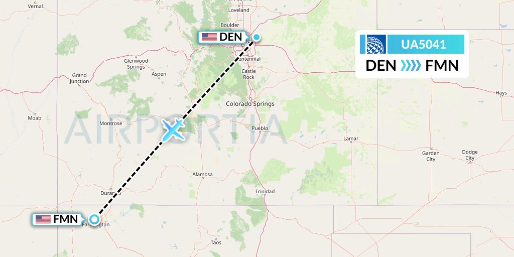 UA5041 United Airlines Flight Map: Denver to Farmington