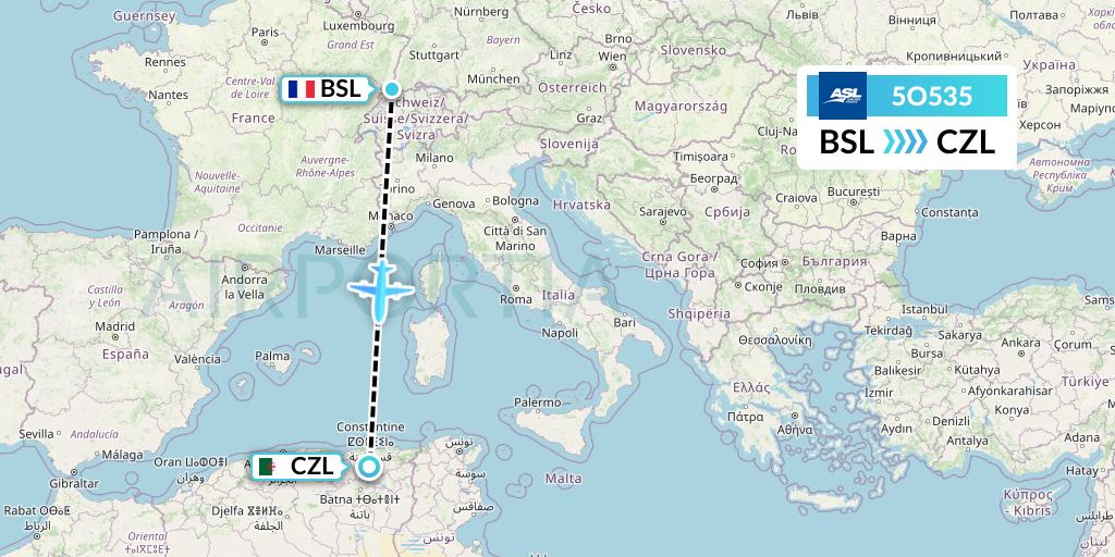 5O535 ASL Airlines France Flight Map: Basel to Constantine