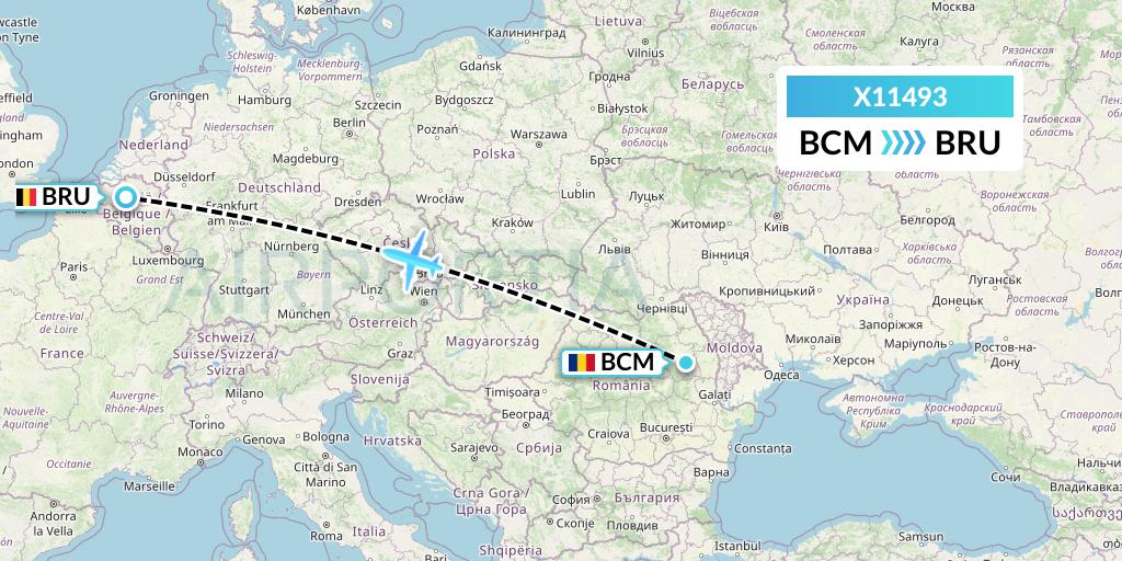 X11493 Nik Airways Flight Map: Bacau to Brussels