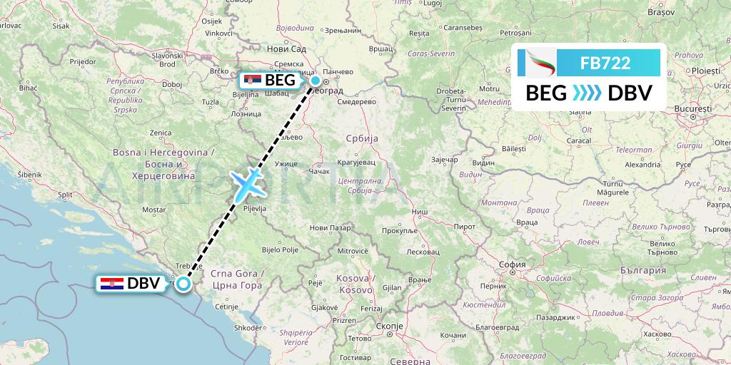 FB722 Bulgaria Air Flight Map: Belgrade to Dubrovnik