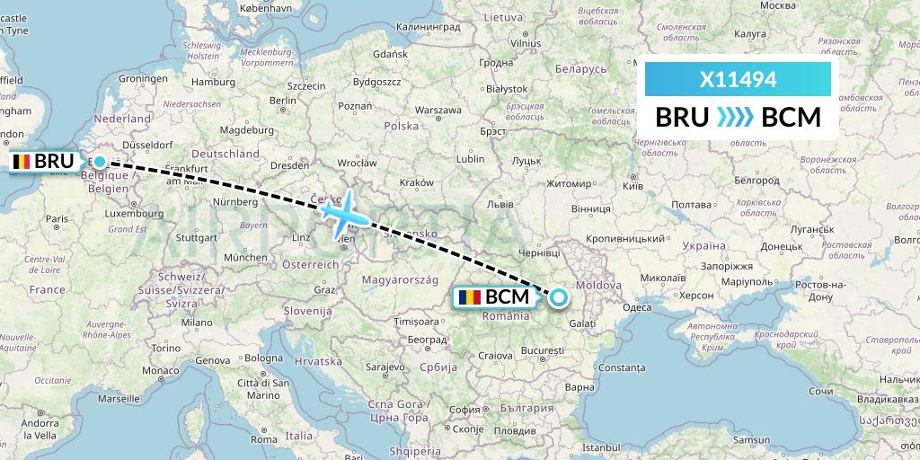 X11494 Nik Airways Flight Map: Brussels to Bacau