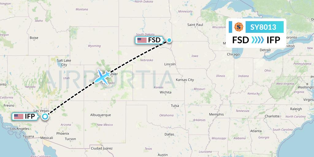 SY8013 Sun Country Airlines Flight Map: Sioux Falls to Bullhead City