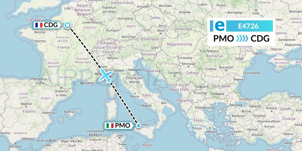 E4726 Estelar Latinoamerica C.A. Flight Map: Palermo to Paris