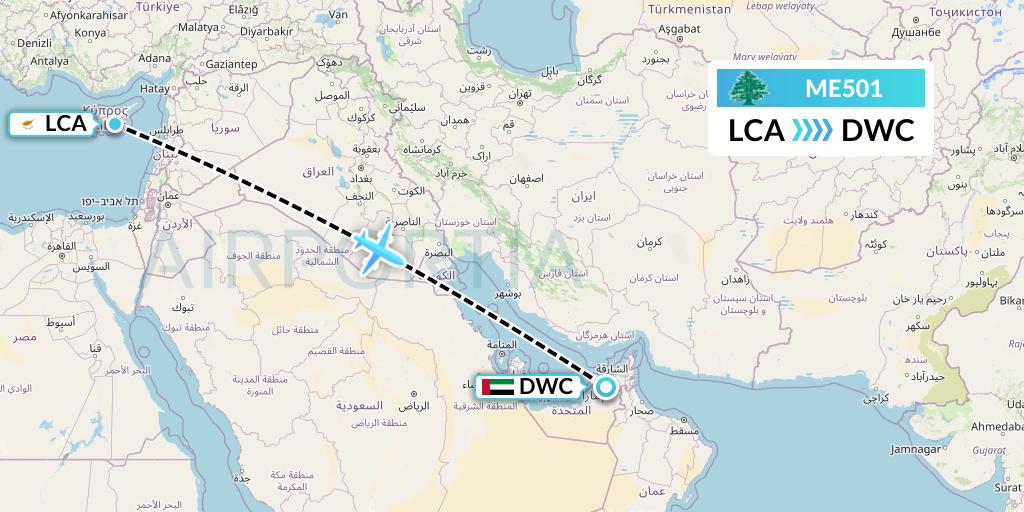 ME501 MEA Flight Map: Larnaca to Dubai