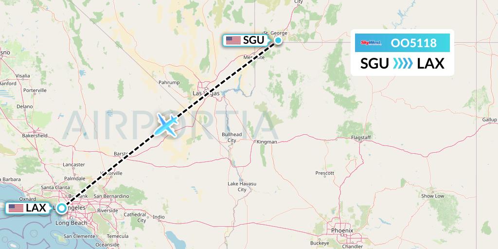 OO5118 SkyWest Airlines Flight Map: St. George to Los Angeles