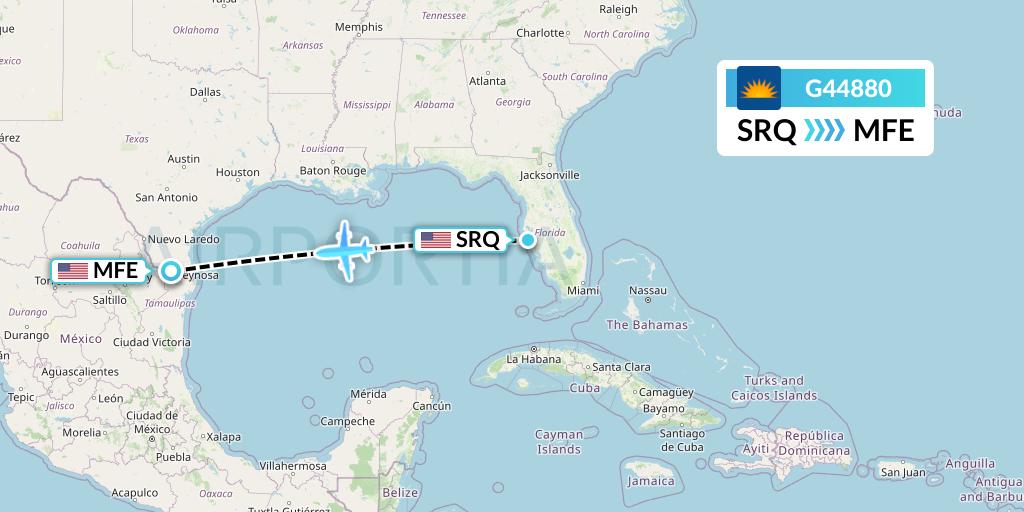 G44880 Allegiant Air Flight Map: Sarasota to McAllen