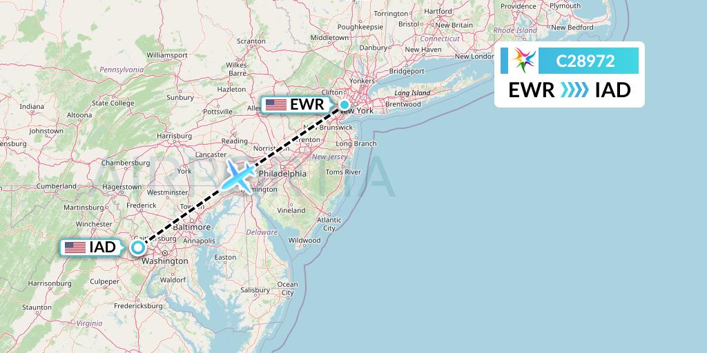 C28972 Ceiba Intercontinental Flight Map: New York to Washington