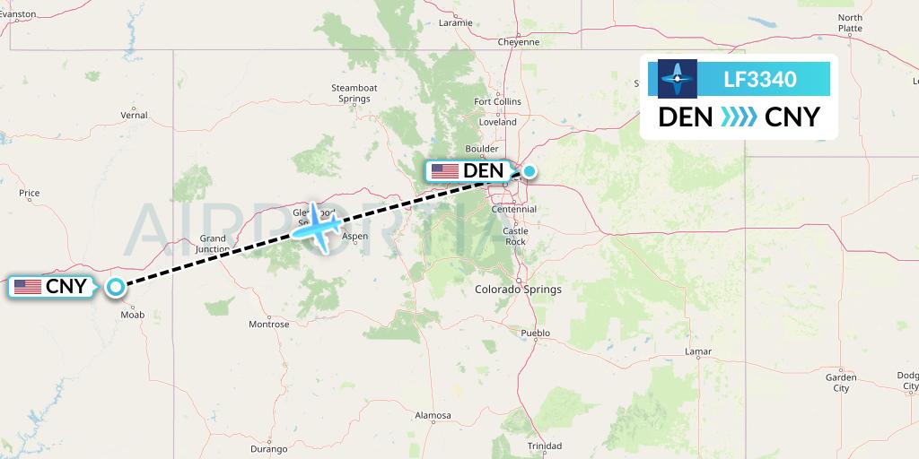 LF3340 Corporate Flight Management Flight Map: Denver to Moab