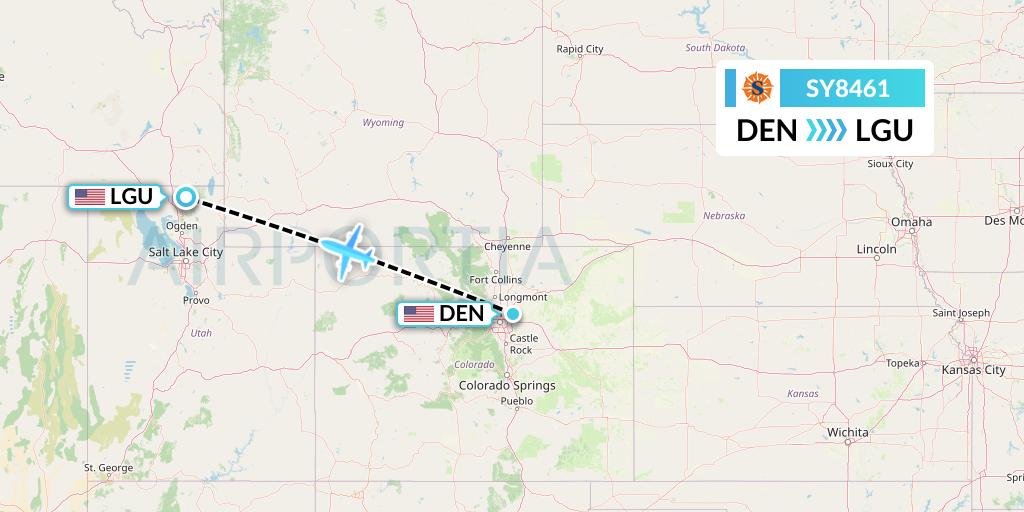 SY8461 Sun Country Airlines Flight Map: Denver to Logan