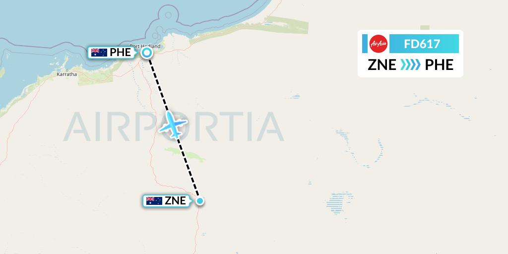 FD617 Thai AirAsia Flight Map: Newman to Port Hedland