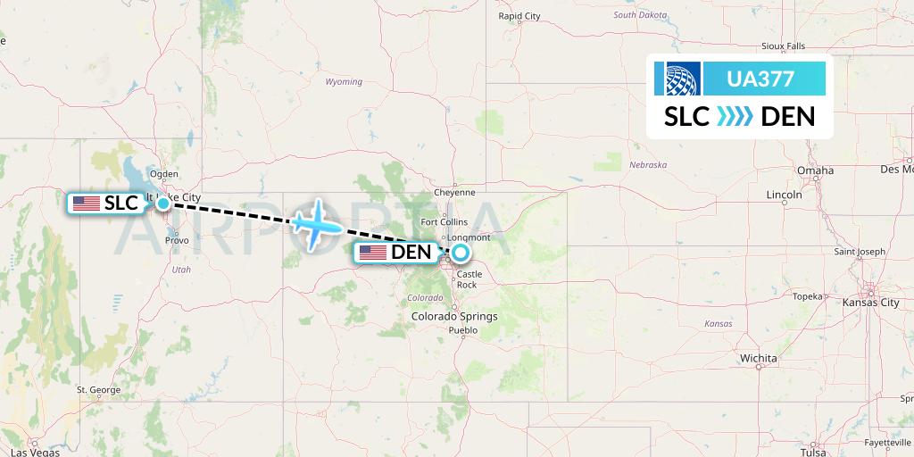 UA377 United Airlines Flight Map: Salt Lake City to Denver