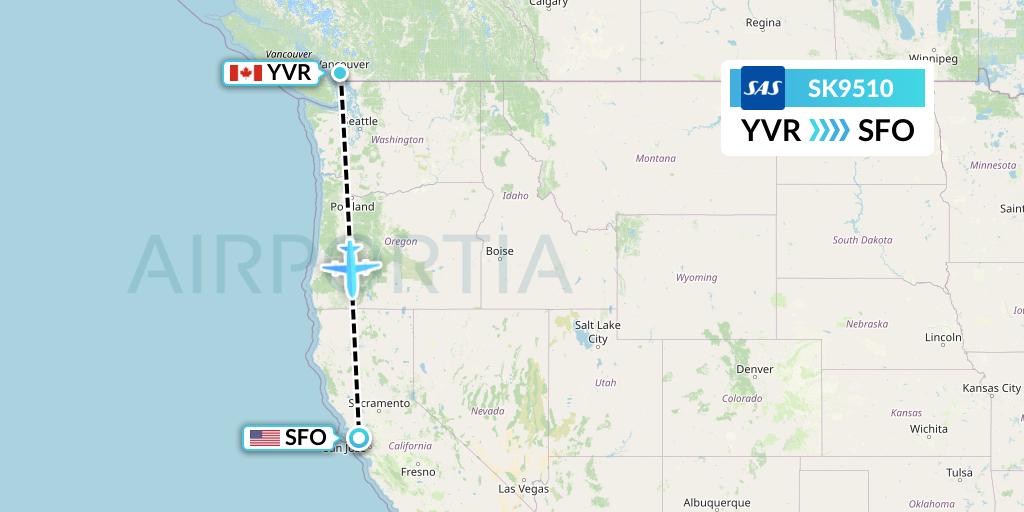SK9510 SAS Flight Map: Vancouver to San Francisco