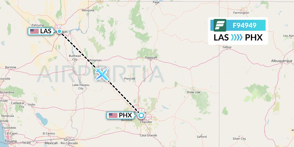F94949 Frontier Airlines Flight Map: Las Vegas to Phoenix