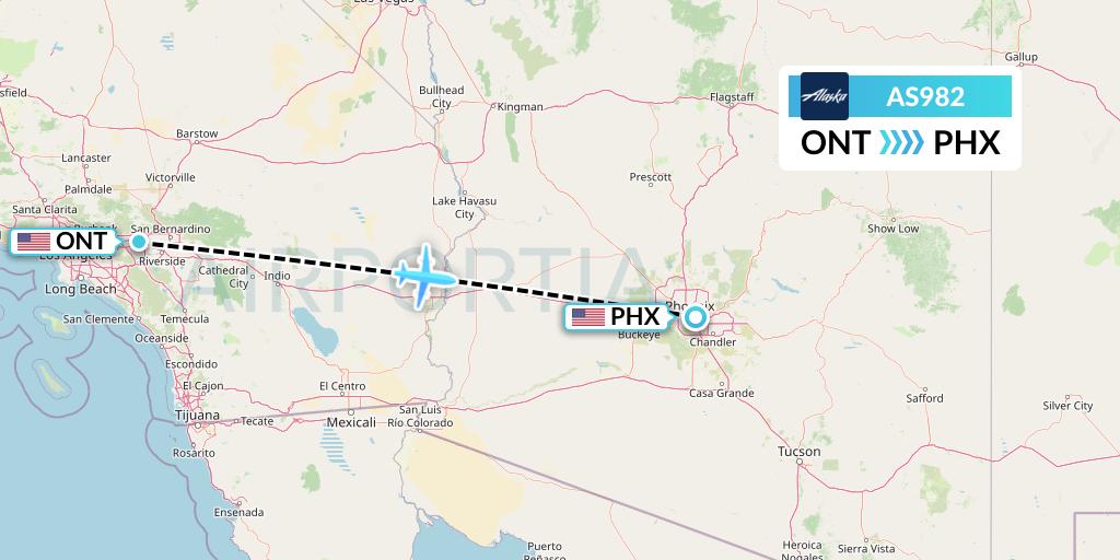 AS982 Alaska Airlines Flight Map: Ontario to Phoenix