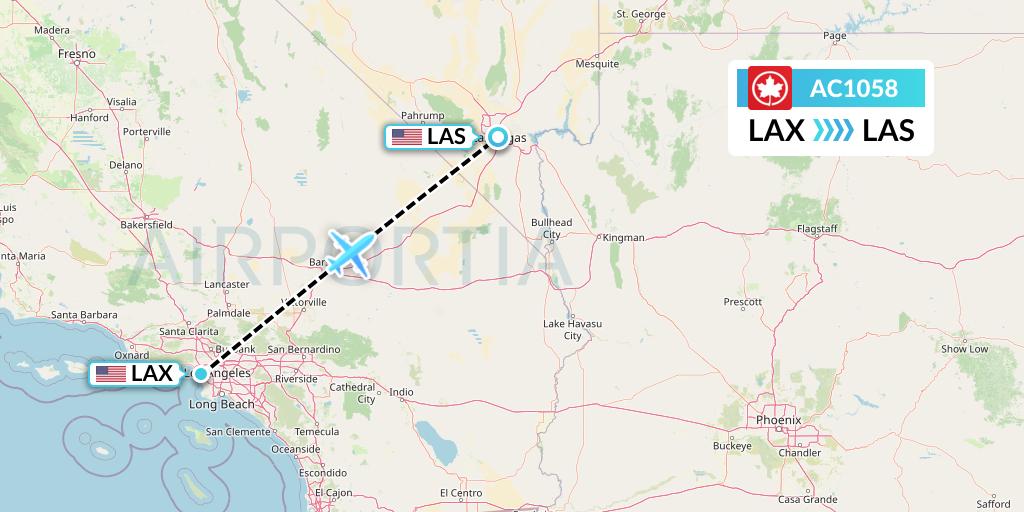 AC1058 Air Canada Flight Map: Los Angeles to Las Vegas