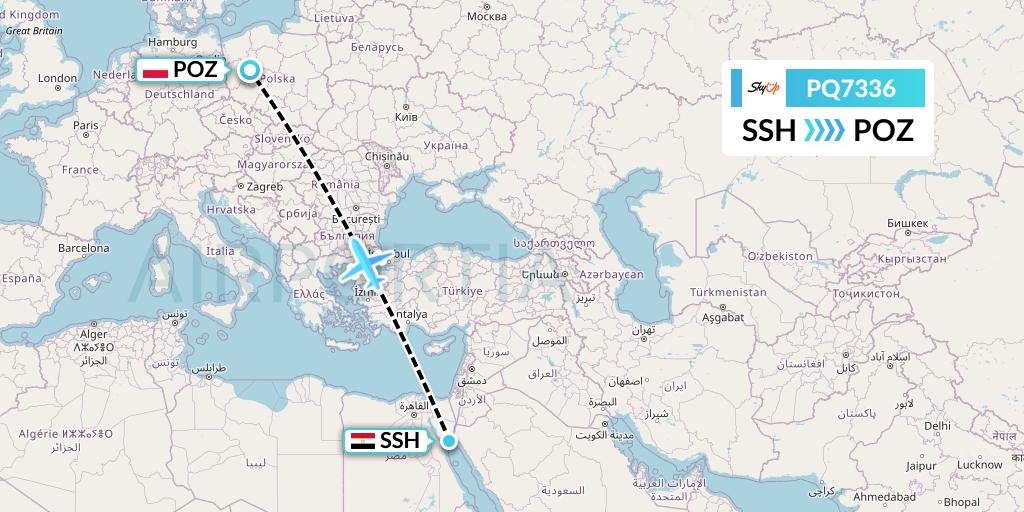 PQ7336 SkyUp Airlines Flight Map: Sharm el-Sheikh to Poznan