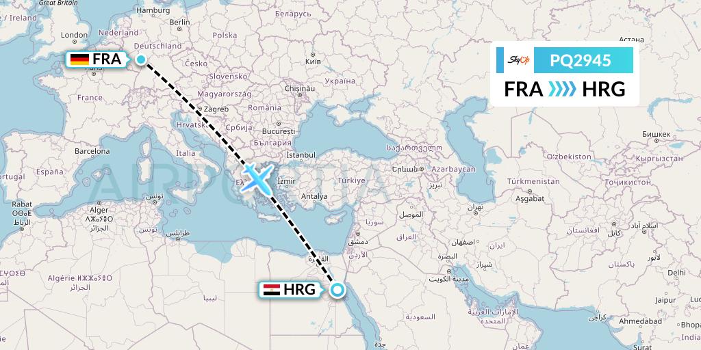 PQ2945 SkyUp Airlines Flight Map: Frankfurt to Hurghada