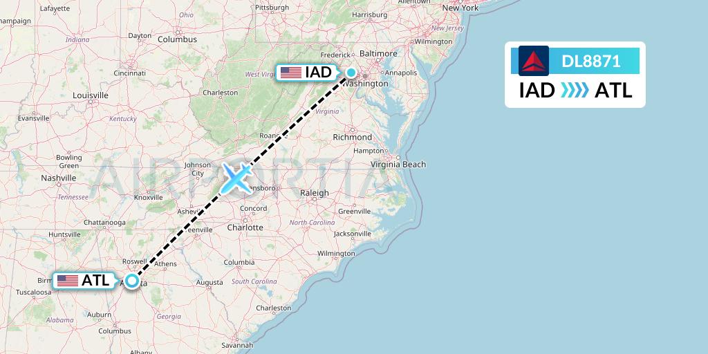 DL8871 Delta Air Lines Flight Map: Washington to Atlanta