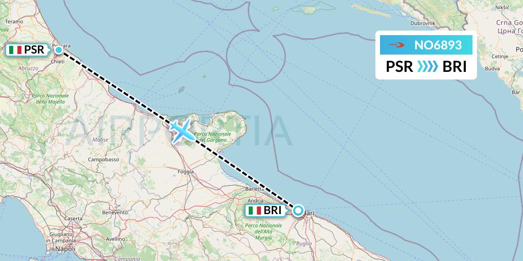 NO6893 Neos Flight Map: Pescara to Bari