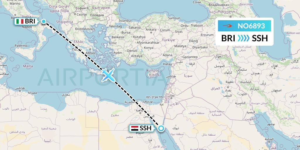 NO6893 Neos Flight Map: Bari to Sharm el-Sheikh