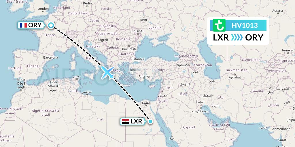 HV1013 Transavia Flight Map: Luxor to Paris