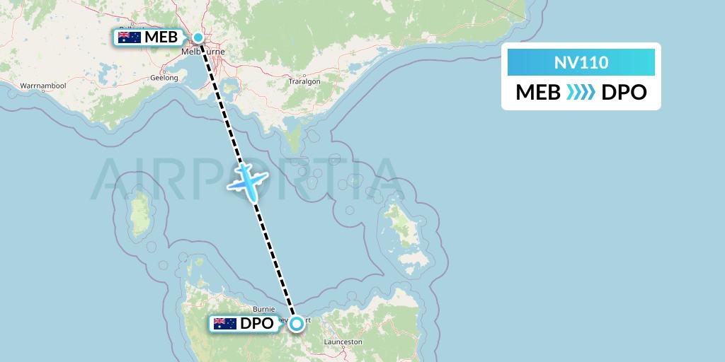 NV110 Naft Airlines Flight Map: Essendon to Devonport
