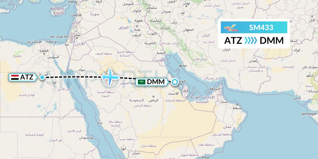SM433 Air Cairo Flight Map: Assiut to Dammam