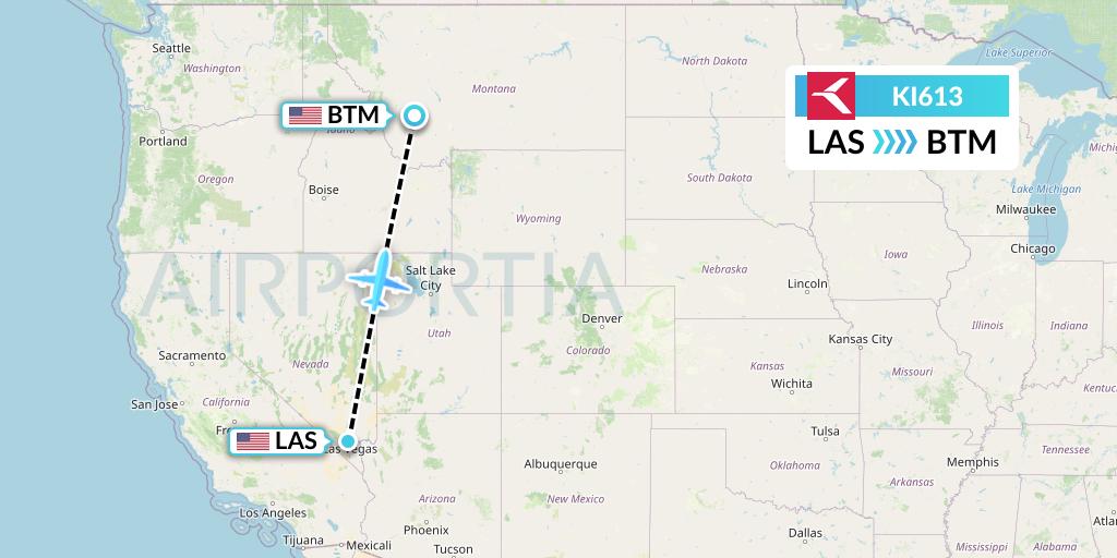 KI613 Krasavia Flight Map: Las Vegas to Butte