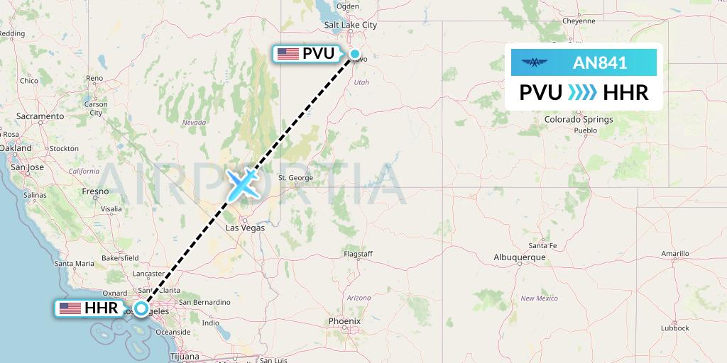 AN841 Advanced Air Flight Map: Provo to Hawthorne