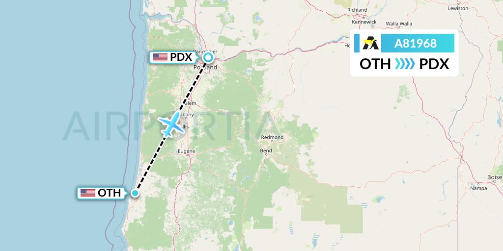 A81968 Aerolink Uganda Flight Map: North Bend to Portland