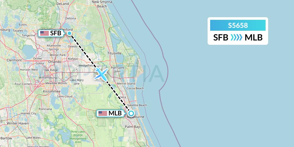 S5658 Star Air Flight Map: Orlando to Melbourne