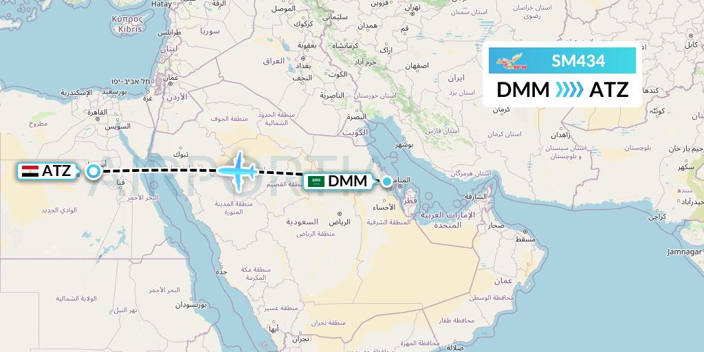 SM434 Air Cairo Flight Map: Dammam to Assiut