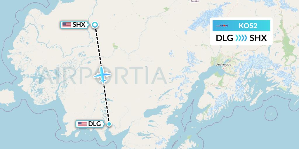 KO52 Komiaviatrans Flight Map: Dillingham to Shageluk