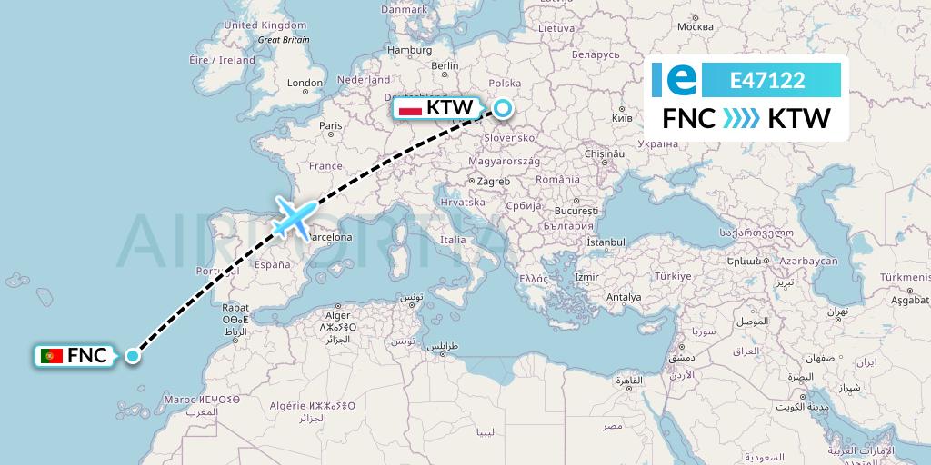 E47122 Estelar Latinoamerica C.A. Flight Map: Funchal to Katowice