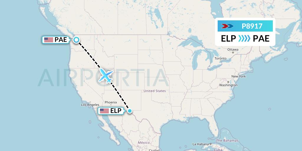 P8917 Sprint Air Flight Map: El Paso to Everett