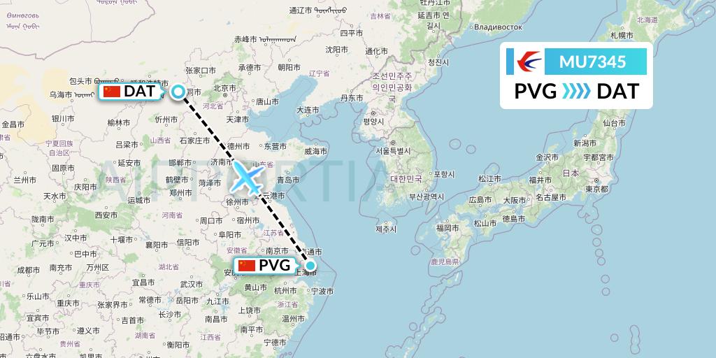 MU7345 China Eastern Airlines Flight Map: Shanghai to Datong