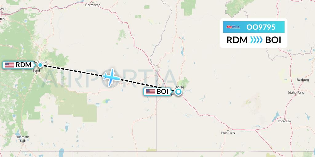 OO9795 SkyWest Airlines Flight Map: Redmond to Boise