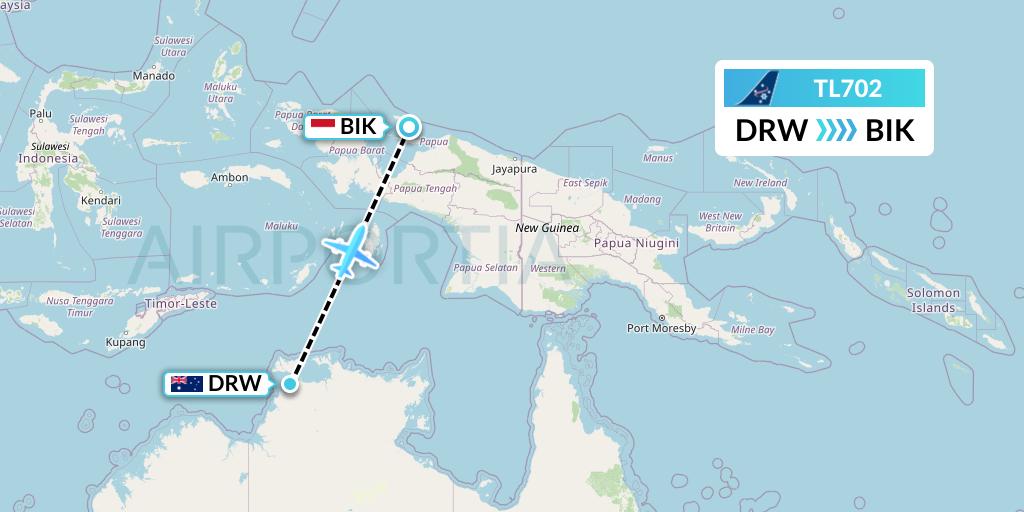 TL702 Airnorth Flight Map: Darwin to Biak