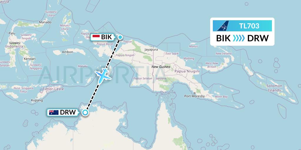 TL703 Airnorth Flight Map: Biak to Darwin