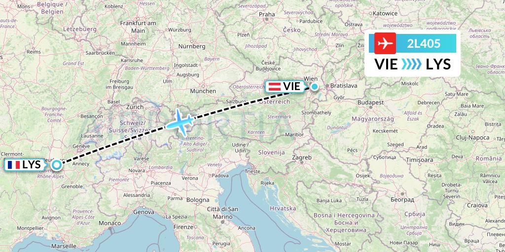 2L405 Helvetic Airways Flight Map: Vienna to Lyon