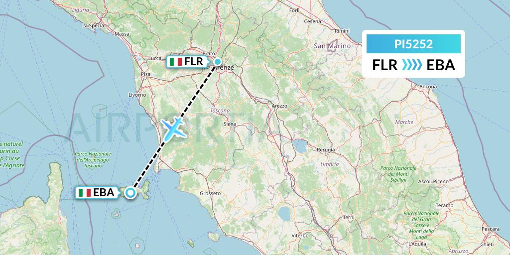 PI5252 Polar Airlines Flight Map: Florence to Elba