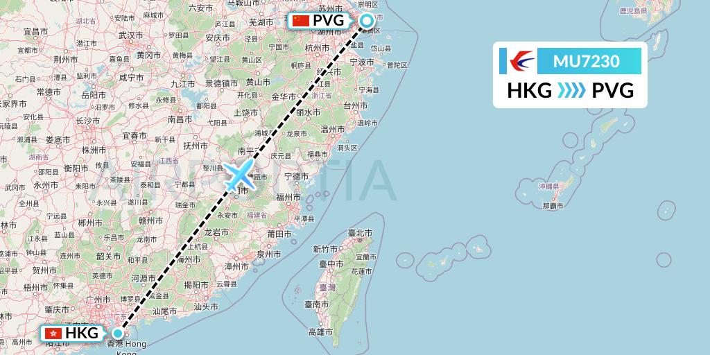 MU7230 China Eastern Airlines Flight Map: Hong Kong to Shanghai