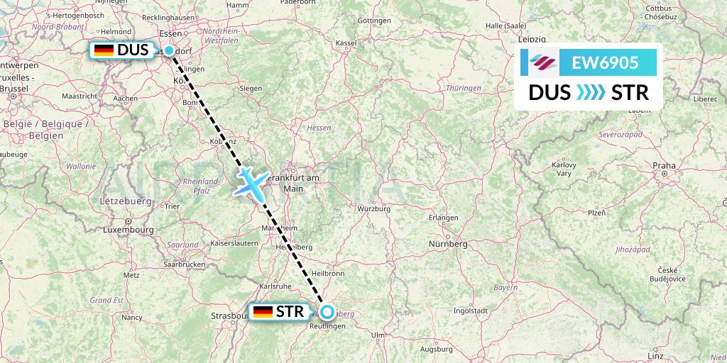EW6905 Eurowings Flight Map: Dusseldorf to Stuttgart