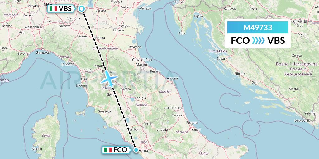 M49733 Mistral Air Flight Map: Rome to Brescia