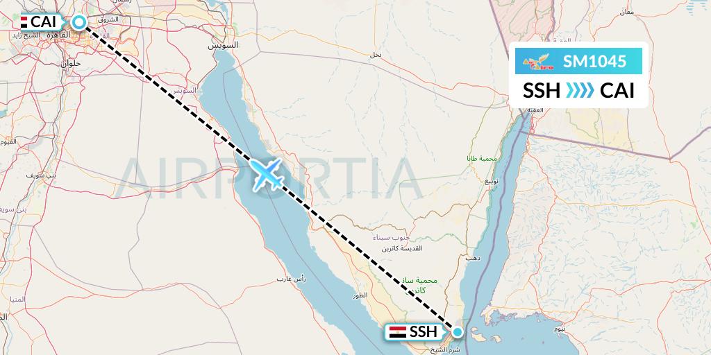 SM1045 Air Cairo Flight Map: Sharm el-Sheikh to Cairo