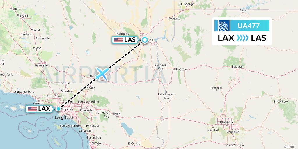 UA477 United Airlines Flight Map: Los Angeles to Las Vegas