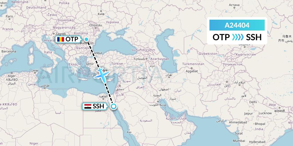 A24404 Anima Wings Aviation Flight Map: Bucharest to Sharm el-Sheikh