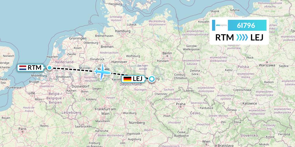 6I796 Air Alsie Flight Map: Rotterdam to Leipzig
